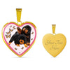 Tibetan Mastiff Dog Print Heart Pendant Luxury Necklace
