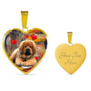 Tibetan Mastiff Print Heart Pendant Luxury Necklace