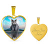 Chartreux Cat Print Heart Pendant Luxury Necklace