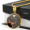 Texas Longhorn Cattle (Cow) Print Circle Pendant Luxury Necklace