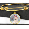 Labrador Retriever Texas Print Circle Pendant Luxury Bangle