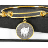 Cute Middle White Pig Print Circle Pendant Luxury Bangle