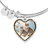 Savannah Cat Print Heart Pendant Bangle