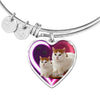 Turkish Van Cat Print Heart Pendant Bangle