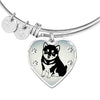 Shiba Inu Dog Print Heart Pendant Bangle