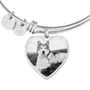 Alaskan Malamute Print Heart Pendant Luxury Bangle