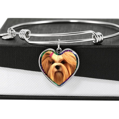Lhasa Apso Print Heart Pendant Bangle