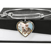 Savannah Cat Print Heart Pendant Bangle
