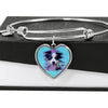 Border Collie Dog Art Print Heart Pendant Bangle