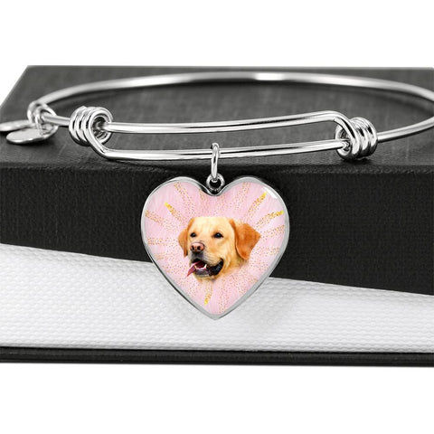 Labrador Retriever Print Heart Pendant Bangle