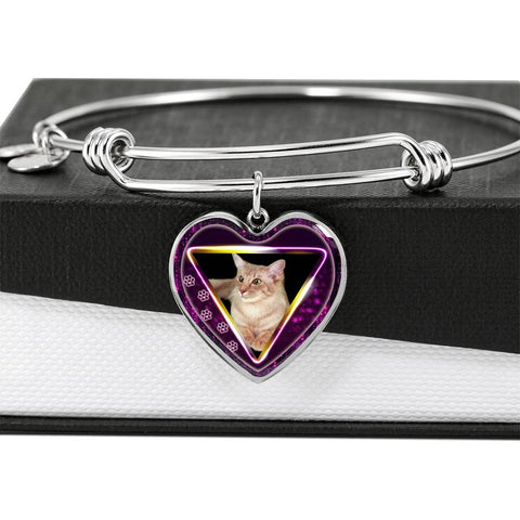 Javanese Cat Print Heart Pendant Bangle
