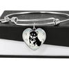 Shiba Inu Dog Print Heart Pendant Bangle