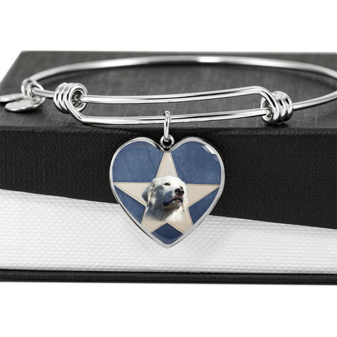 Great Pyrenees Print Luxury Heart Charm Bangle