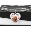 Bloodhound Dog Print Luxury Heart Charm Bangle
