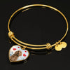 Cocker Spaniel Print Luxury Heart Charm Bangle