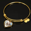 Savannah Cat Print Heart Pendant Bangle