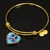 Border Collie Dog Art Print Heart Pendant Bangle