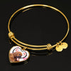 Bloodhound Dog Print Luxury Heart Charm Bangle