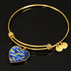 Zebrafish Fish Print Luxury Heart Charm Bangle