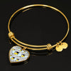 American Goldfinch Bird Print Heart Pendant Bangle