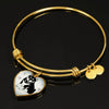 Shiba Inu Dog Print Heart Pendant Bangle
