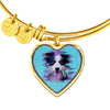 Border Collie Dog Art Print Heart Pendant Bangle