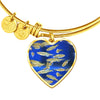 Zebrafish Fish Print Luxury Heart Charm Bangle