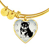 Shiba Inu Dog Print Heart Pendant Bangle