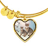 Savannah Cat Print Heart Pendant Bangle