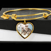 Savannah Cat Print Heart Pendant Bangle