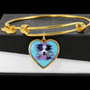 Border Collie Dog Art Print Heart Pendant Bangle