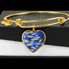Zebrafish Fish Print Luxury Heart Charm Bangle
