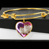 Turkish Van Cat Print Heart Pendant Bangle