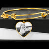 Alaskan Malamute Print Heart Pendant Luxury Bangle