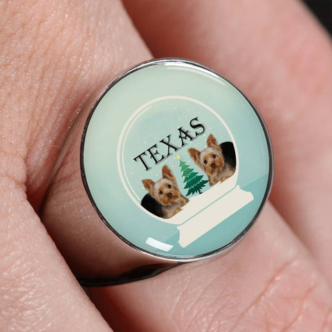 Yorkshire Terrier (Yorkie) Texas Print Signet Ring