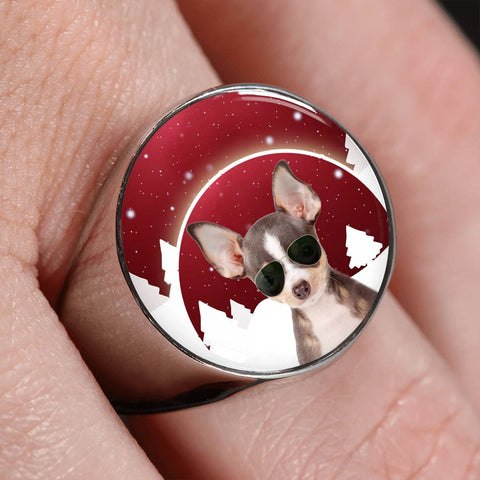 Chihuahua Print Signet Ring