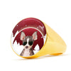 Chihuahua Print Signet Ring