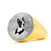 Boston Terrier Print Signet Ring
