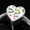 Dachshund Dog Art Print Heart Charm Steel Bracelet