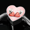 West Highland White Terrier (Westie) Print Heart Charm Steel Bracelet