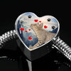 Ocicat Print Heart Charm Steel Bracelet