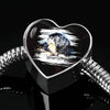 Tibetan Mastiff Dog Art Print Heart Charm Steel Bracelet