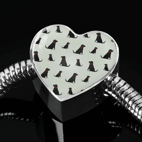 Labrador Retriever Pattern Print Heart Charm Bracelet