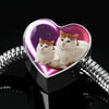 Turkish Van Cat Print Heart Charm Steel Bracelet