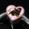 Tibetan Mastiff Dog Print Heart Charm Steel Bracelet