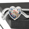 Ocicat Print Heart Charm Steel Bracelet