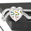 Dachshund Dog Art Print Heart Charm Steel Bracelet