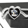 Tibetan Mastiff Dog Art Print Heart Charm Steel Bracelet