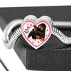 Tibetan Mastiff Dog Print Heart Charm Steel Bracelet