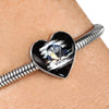 Tibetan Mastiff Dog Art Print Heart Charm Steel Bracelet